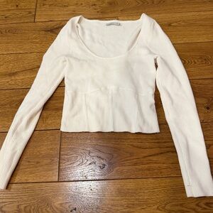 Abercrombie & Fitch Cream Long Sleeve Sweater Top